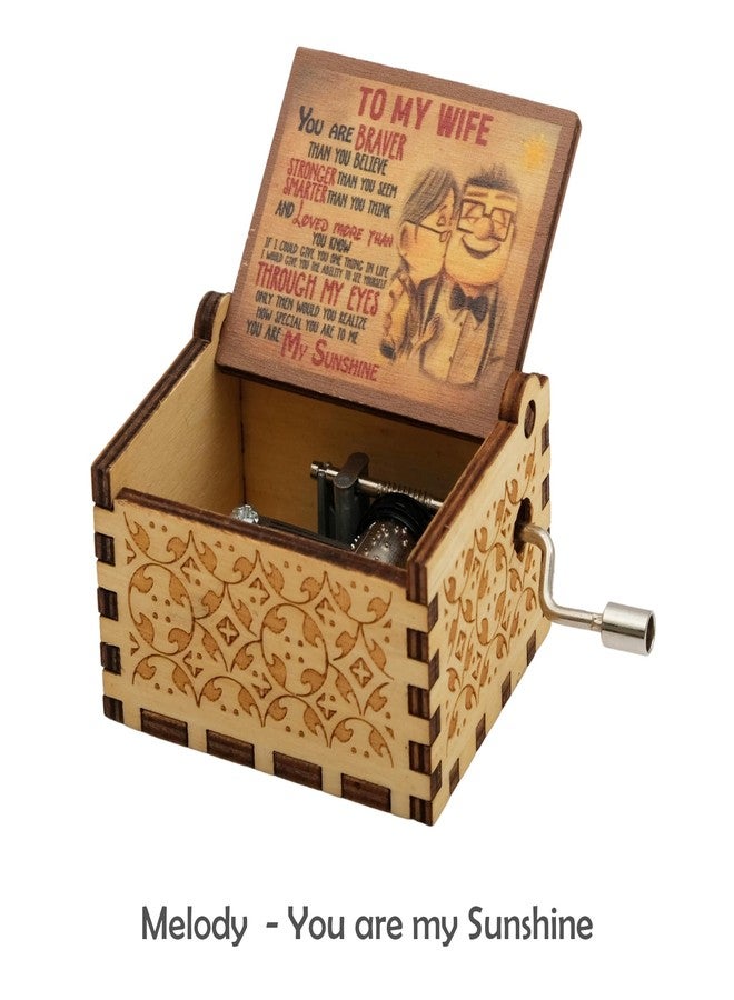 STORE 2508 Store2508 Wooden Vintage Hand Cranked Music Box - to My Wife Gift for Wife You are My Sunshine Melody - Image 2